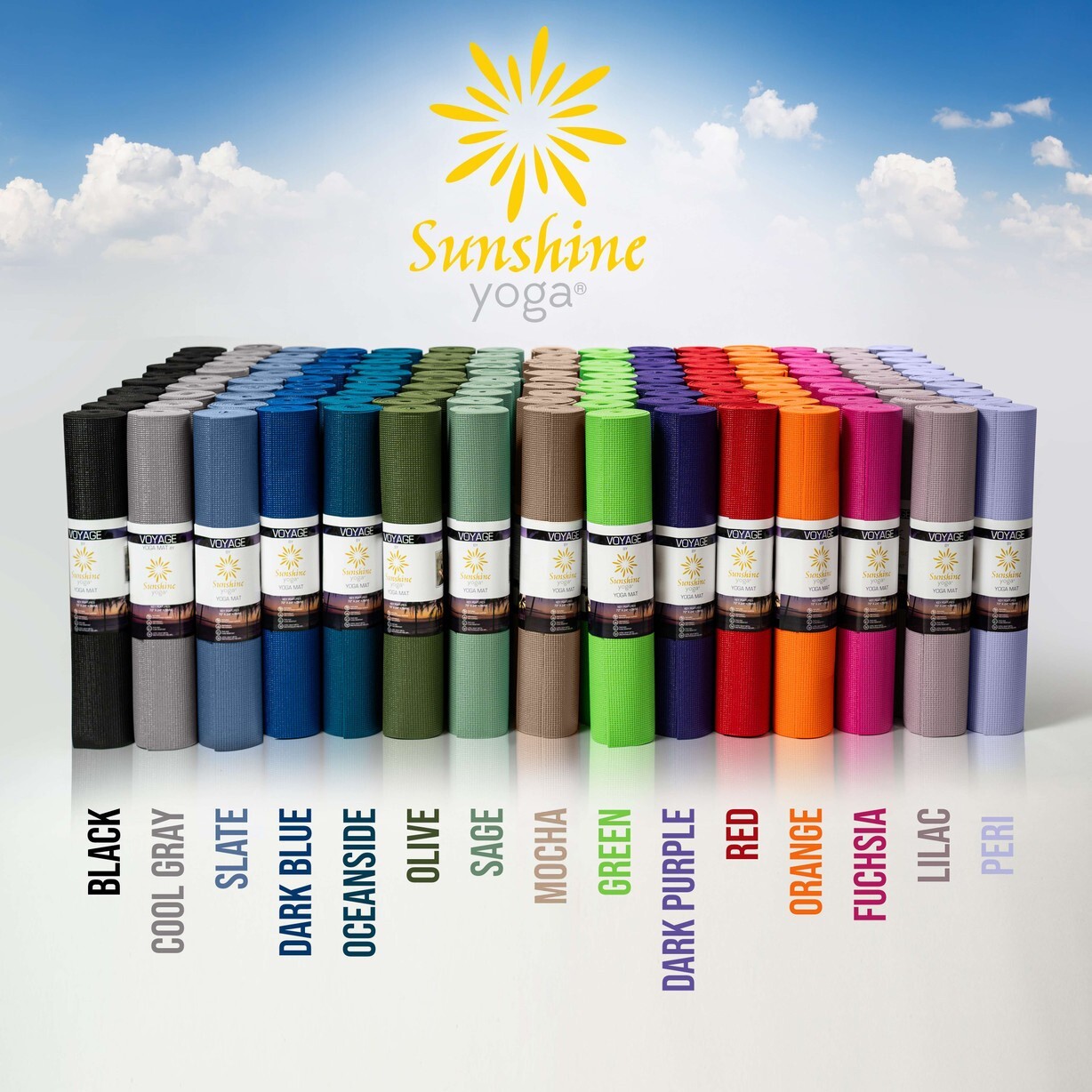 Voyage Yoga Mats, 10 Pack, 72 x 24 x 5mm - Pack of yoga mats